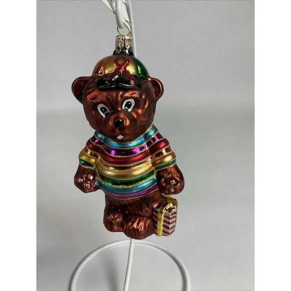 Christmas Ornament 1999 Christopher Radko "Cubby's Rainbow" Bear - Picture 1 of 12